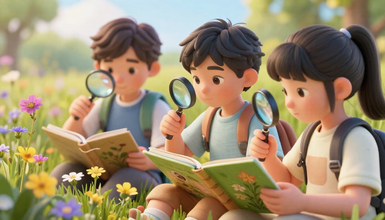 Child sketching a wildflower in a nature journal outdoors