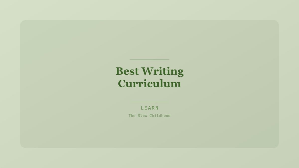 Child writing in a notebook at a homeschool desk with pencils and books nearby