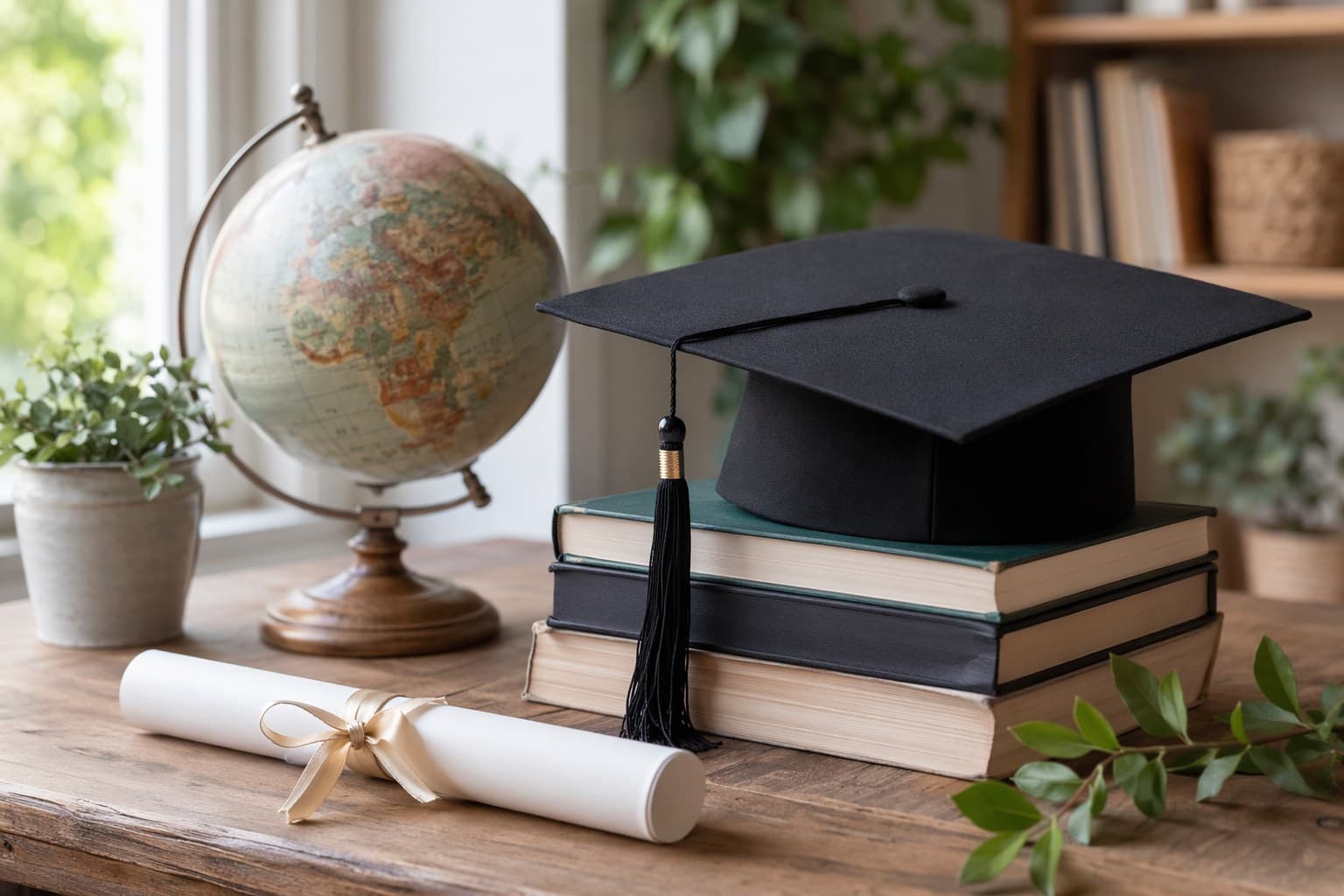 Child holding a homemade diploma at a small family graduation celebration at home