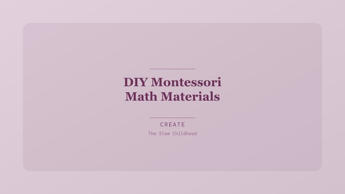 Homemade Montessori number rods and golden bead materials arranged on a wooden shelf