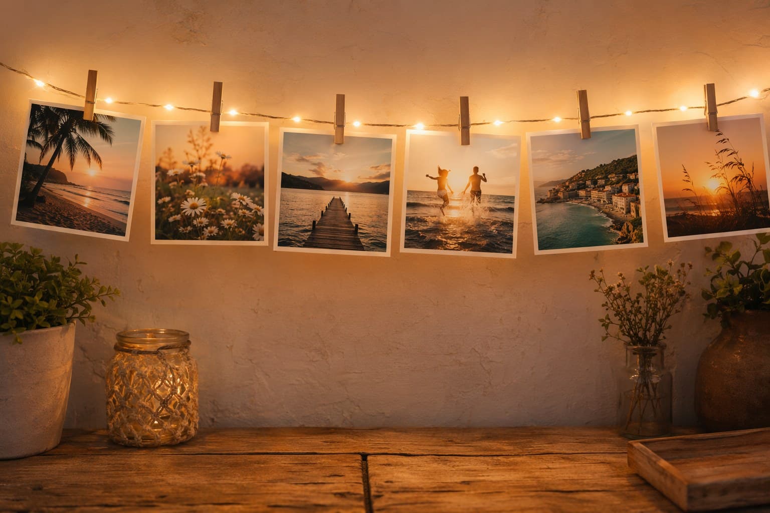 A family gathered at a kitchen table marking checkmarks beside completed activities on a bucket list poster, warm afternoon light